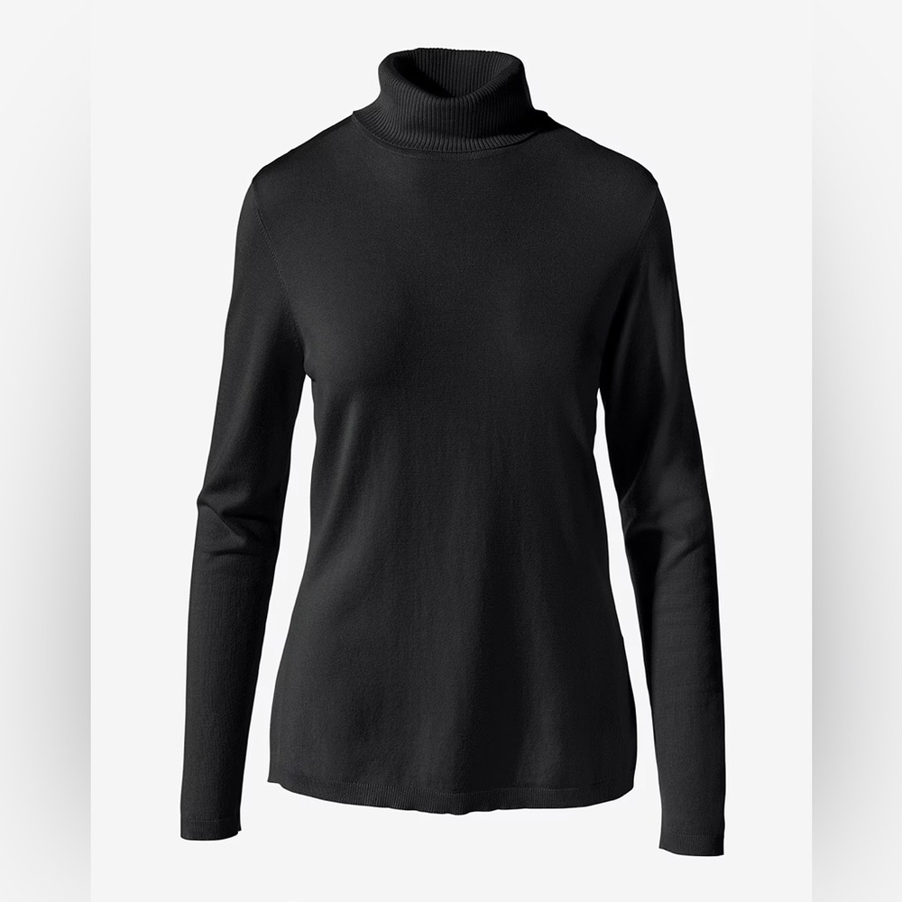 Chico’s Woman's Black Ashlan Long Sleeve Turtleneck, Size 1